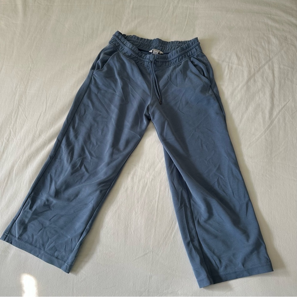 Athleta Slate Blue Wide-Leg Drawstring Pants Athleisure